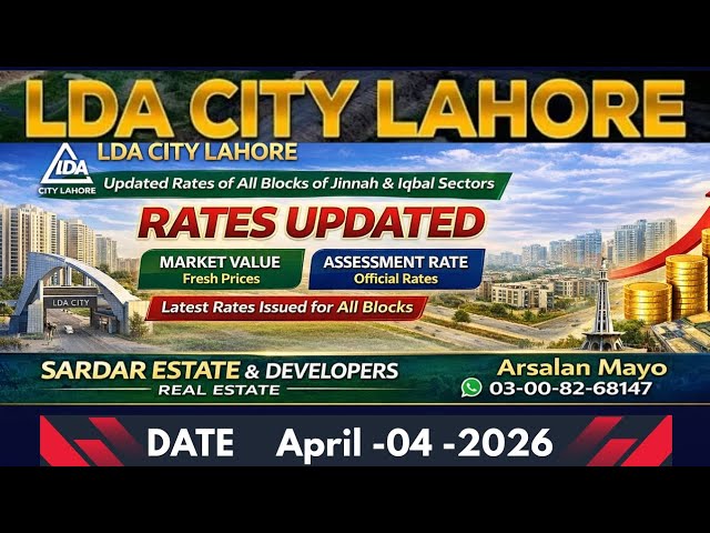 LDA CITY LAHORE | LATEST PLOT RATES 2026 | Jinnah & Iqbal Sector | Complete Price Update All Block |