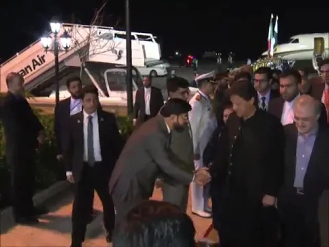 Prime Minister Imran Khan arrives at Mehrabad Airport, Tehran after a brief stop-over in Mashhad