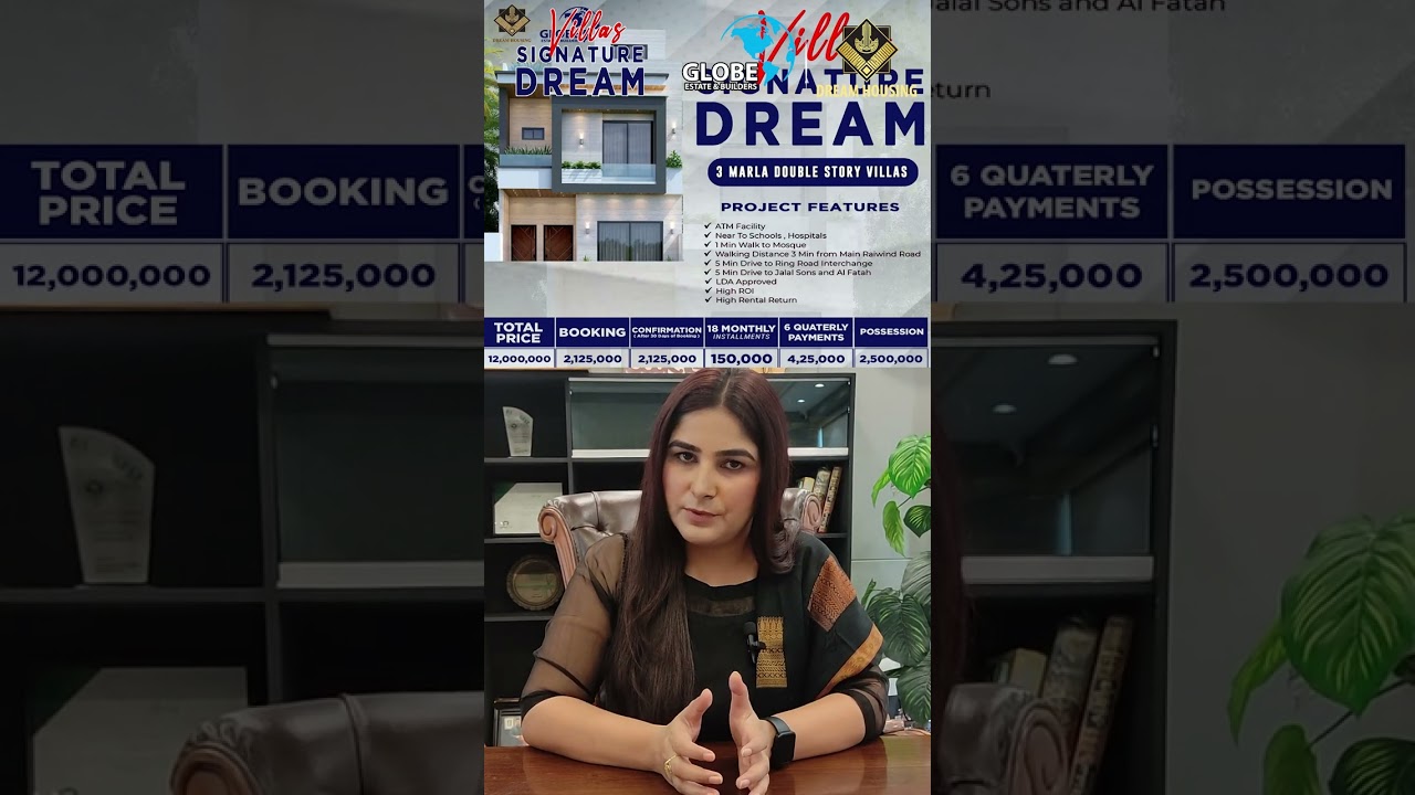 Signature Dream Villas Lahore 3 Marla Double Story House on Instalment