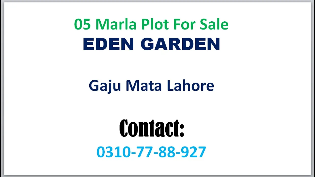 05 Marla Plot For Sale EDEN GARDEN Gaju Mata Lahore