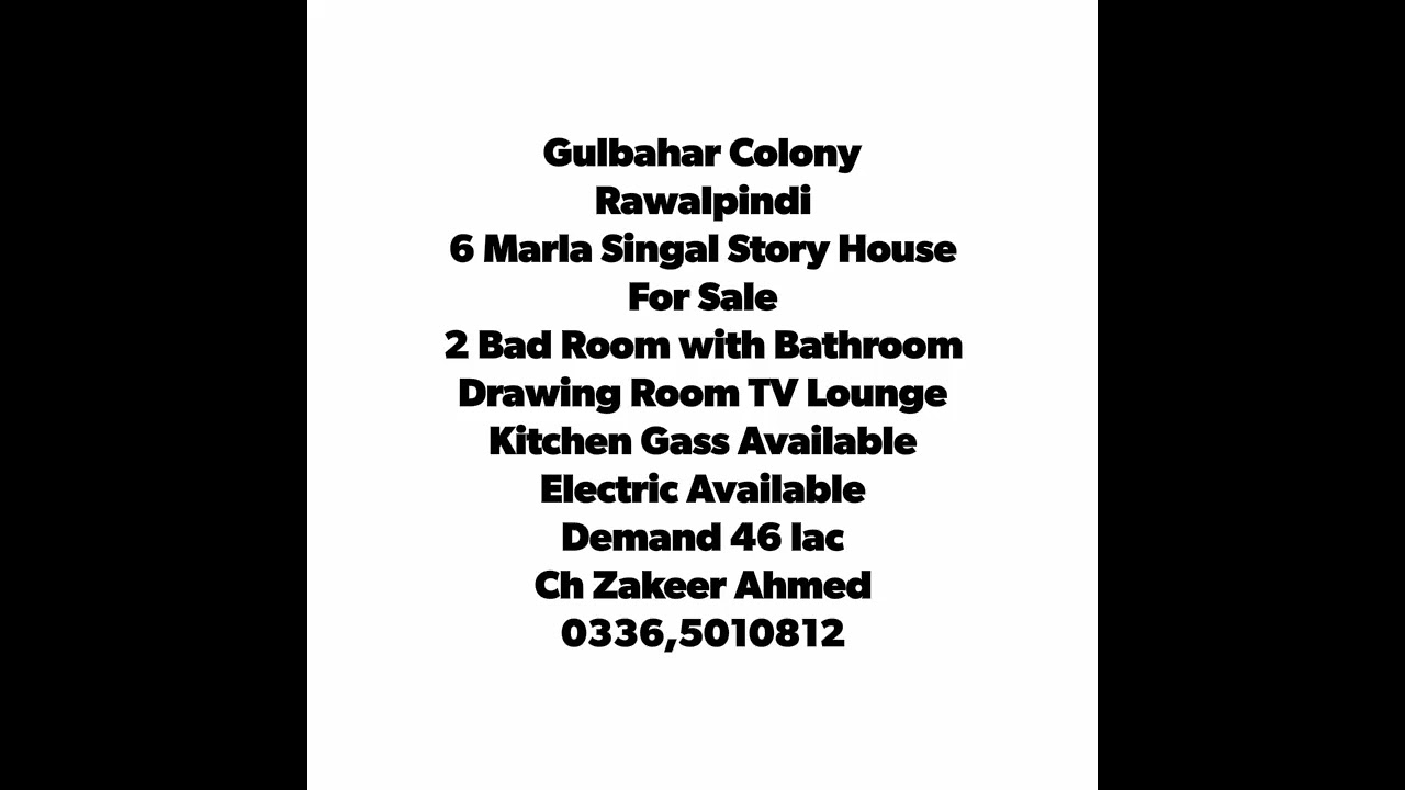 Gulbahar Colony Rawalpindi 6 Marla Singal Story House For Sale 0336,5010812 ???? whats App Ufone ??