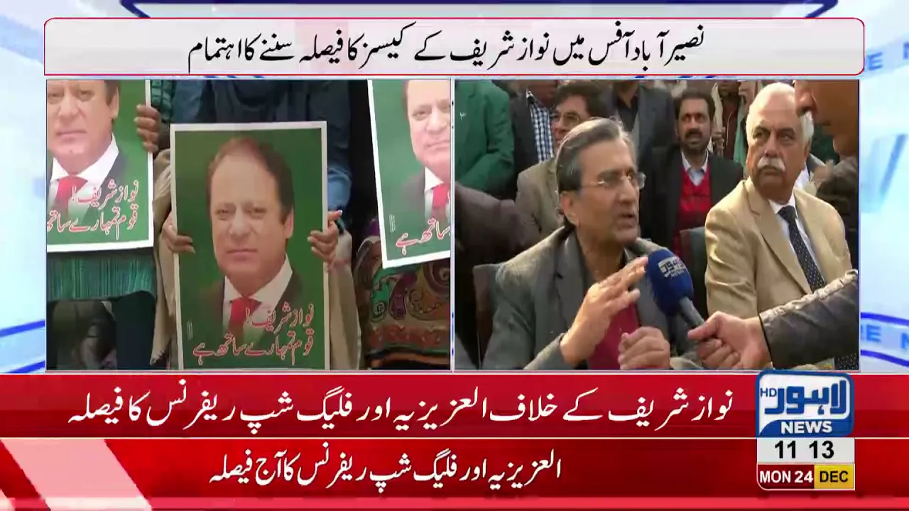 PML-N workers gather at Naseerabad office for verdict of Al azizia refrence
