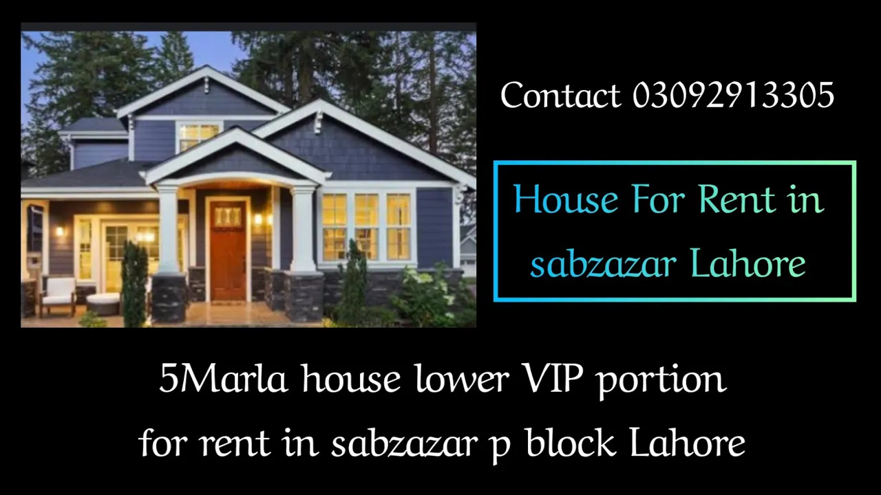 5 Marla House Lower VIP portion For Rent in sabzazar Lahore |
