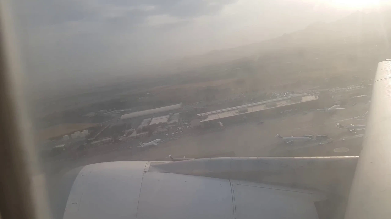 Takeoff at Mashhad Airport to Tehran Mehrabad Airport with Mahan Air