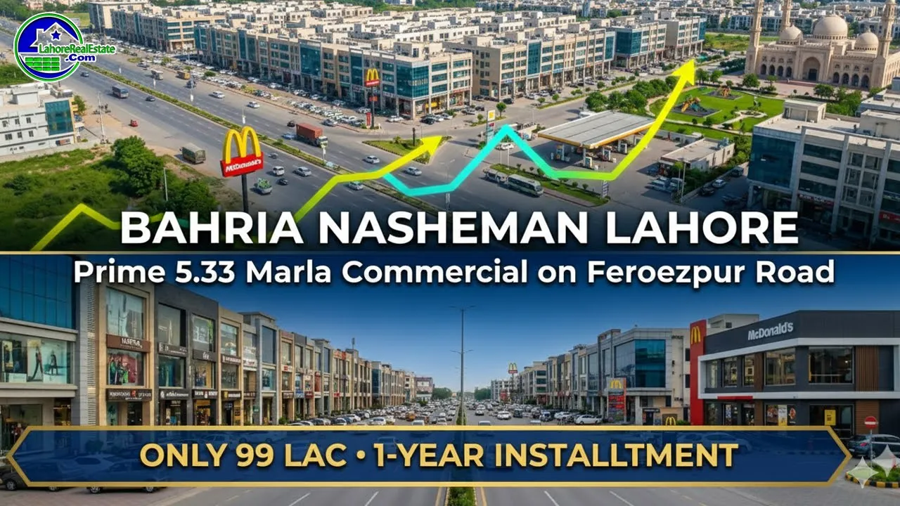 Best Commercial Deal -  5.33 Marla Plots on Installment – Bahria Nasheman Lahore